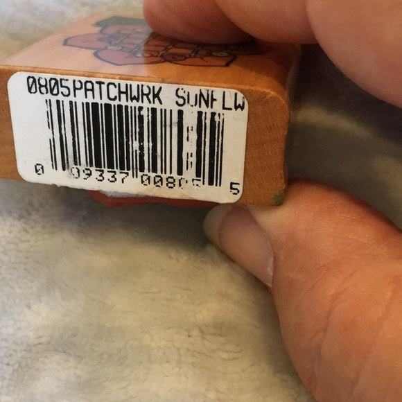 Patchwork Sunflower Country Art Stamp Vintage NWT 1.75” NWT - Picture 3 of 10